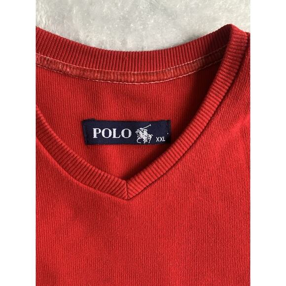 VTG Polo Ralph Lauren Sweater Mens Red Knit Pullover Blue Logo Embroidered XL - Picture 2 of 3